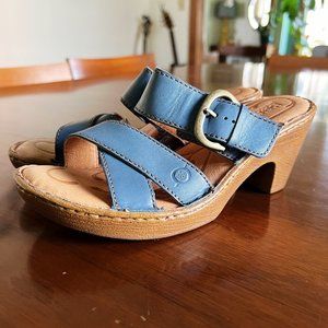 Born Clog Strappy Sandals - Chunky Platform Mule - Blue - SIZE EU 38 / US 7
